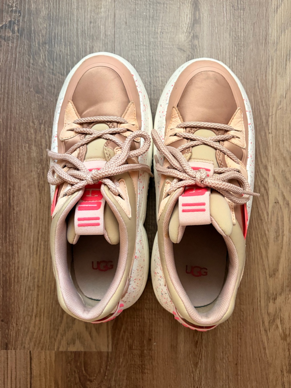 UGG Blush Pink and Tan Lace-Up Sneakers
